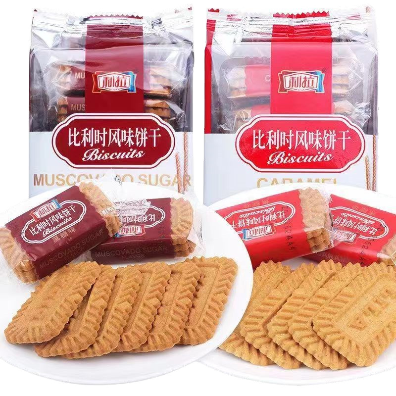 利拉100g比利时风味饼干焦糖味黑糖味独立包装内含6包整件40袋