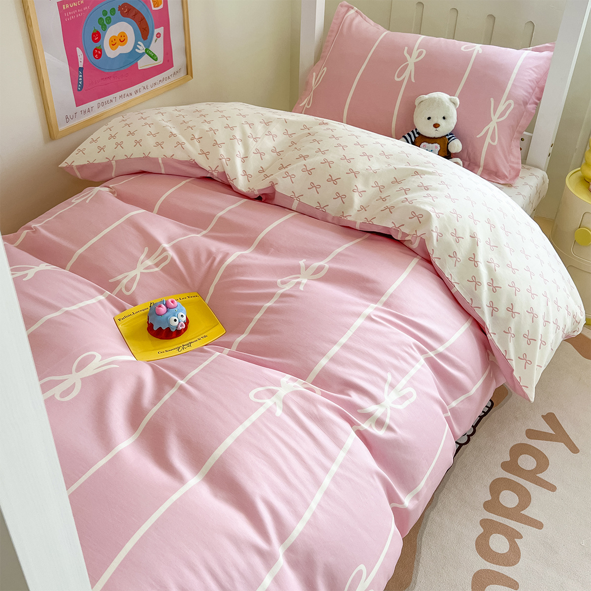 Dormitorio universitario ropa de cama de tres piezas algodón de cuatro piezas 100 sábanas individuales de algodón fundas de edredón