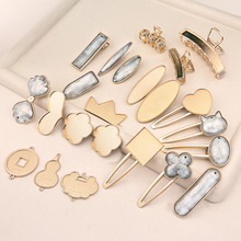 宋锦发夹底托diy底胚鸭嘴夹含盖子非成品蓝染刺绣配件包布配件潮