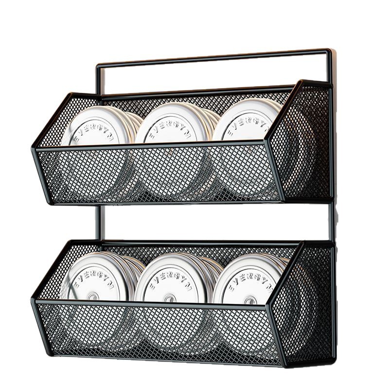 Kitchen Wall Storage Rack Without Punching, Multi-Functional Green Onion, Ginger and Garlic Storage Basket, Double-Layer Hanging Rack, Vegetable Spice Rack