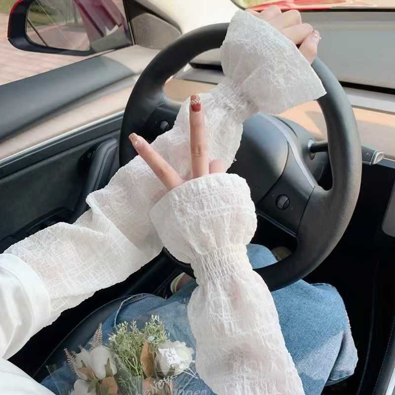 ✅夏季冰袖女款防晒袖套薄款冰丝防紫外线2025新款宽松韩版开车手