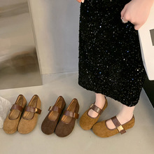 2025春季新款女式浅口平底单鞋圆头透气PU软面夏季葡萄颗粒装饰