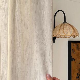Fufeng Yarn Linen Curtain Antique Vintage Curtain Yarn Light Transparent Japanese Log Living Room Balcony in stock