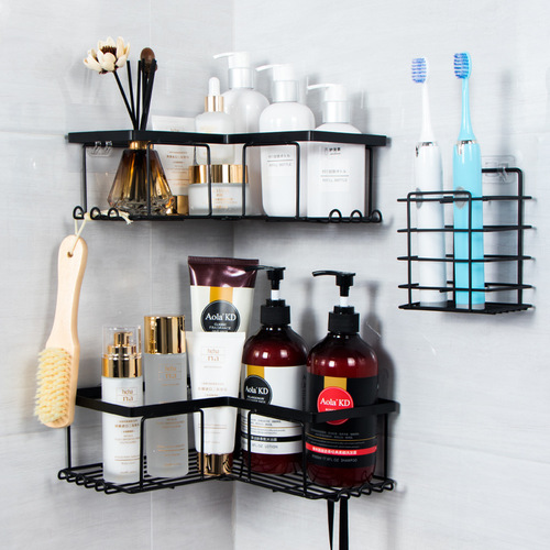 Cross-border bathroom triangle shelf bathroom corner rack corner wall mount shelf iron triangle stand