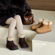 小土豆童鞋2025冬季新款儿童大棉鞋韩版时尚羊羔毛加绒保暖女童靴