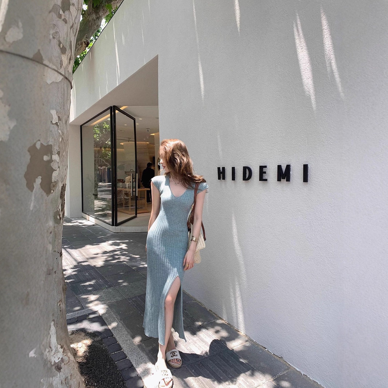 Dropshipping 2025 New Style Mature Fashion High-Quality Ribbed Slit Slim-Fit Slimming Knit Bodycon Dress Dropshipping 2025 New Style Mature Fashion High-Quality Ribbed Slit Slim-Fit Slimming Knit Bodycon Dress