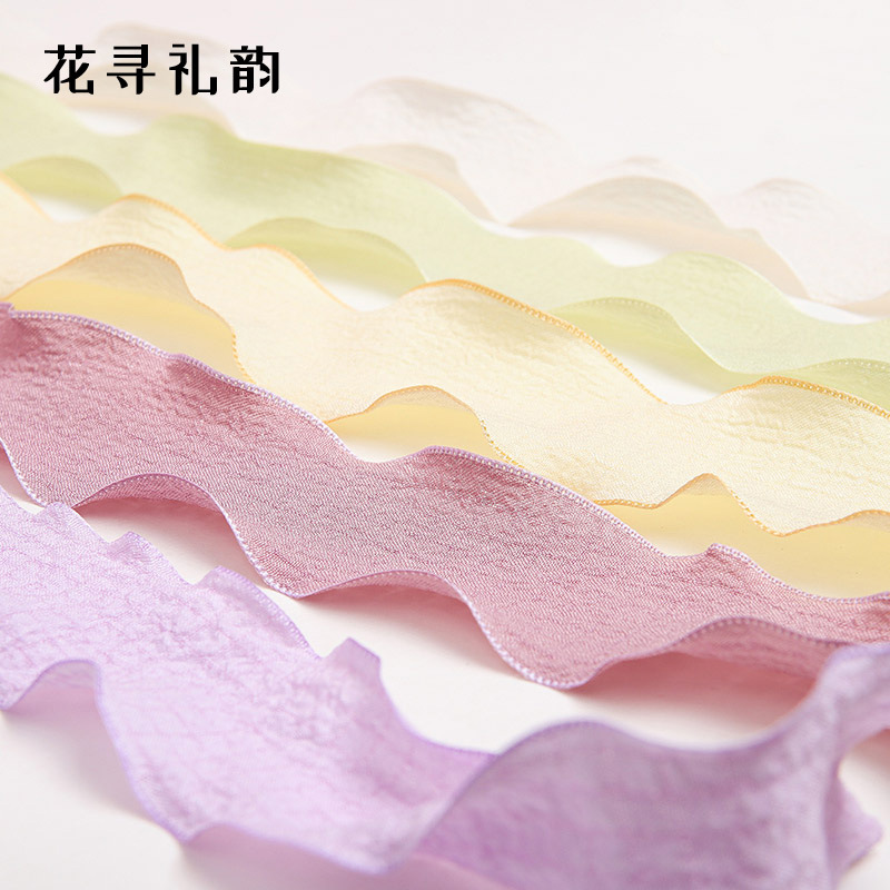 Cinta plisada al por mayor material de embalaje floral Macaron diybag embalaje de flores cinta de embalaje de flores de 4cm cinta de embalaje de flores