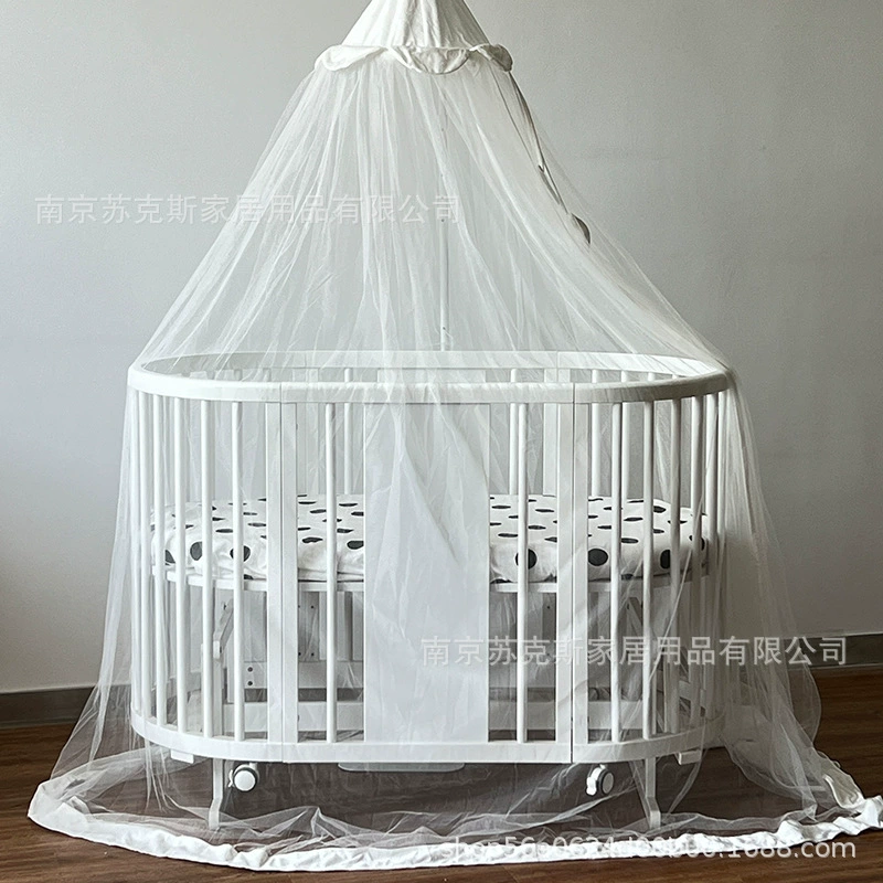 Скандинавская детская кроватка из массива дерева для новорожденных, многофункциональная кровать для малышей, съемная и разборная, большая кровать, белая, популярная круглая кровать