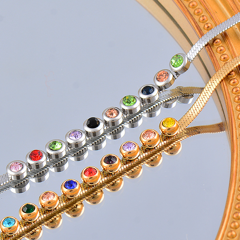 Fashion Colorful Titanium Steel Inlay Zircon Necklace 1 Piece