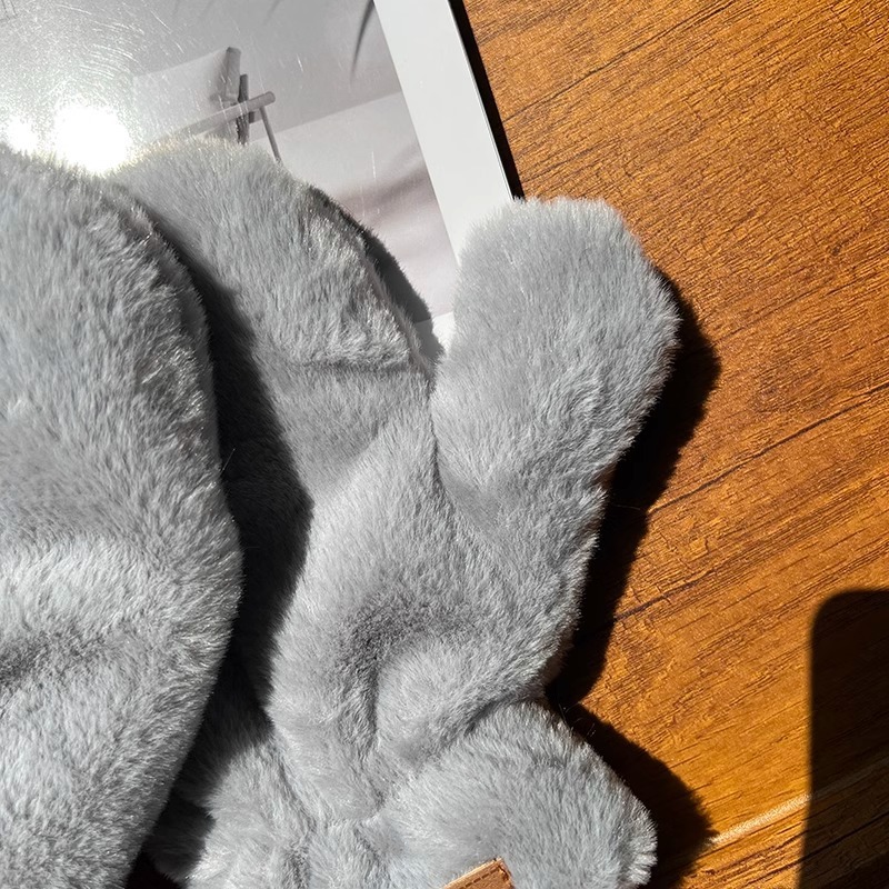 保暖毛绒连指手套女秋冬季加绒加厚可爱骑行骑车防冻防风防寒可爱|undefined