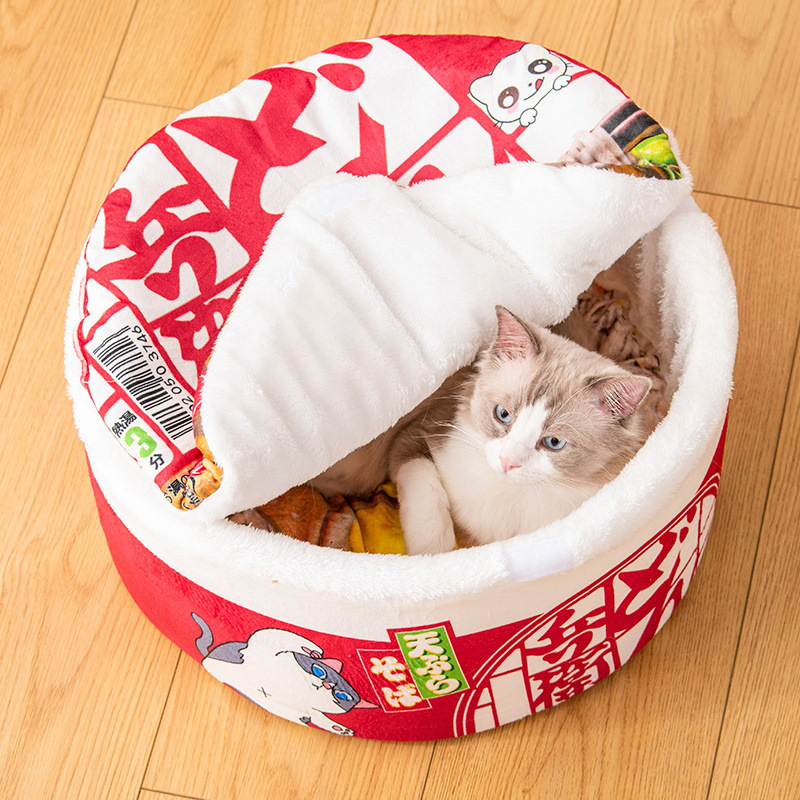 Winter Warm Noodle Cat Bed Enclosed Pet Sleeping Bag Removable_voghion.com