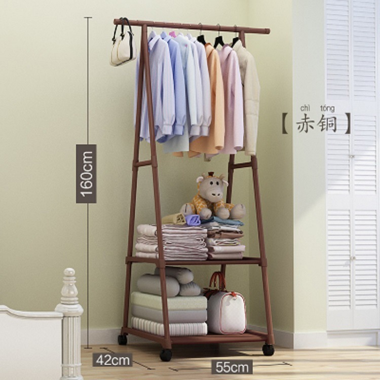 三脚架衣帽架挂衣架带轮鞋架一体家用卧室衣服架子挂包架衣物收纳|undefined