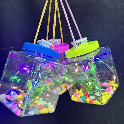 Internet celebrity luminous jar fish bottle night market stall bubble fish luminous small fish bottle small turtle bottle luminous plastic bottle turtle tank