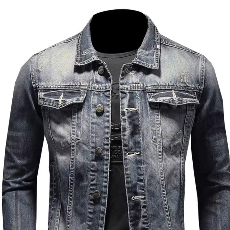 QFV507045555501<2 QFV507045555501<2 Giacca in denim da uomo retrò europeo e americano 2023 taglie forti, vestibilità slim, moda casual, personalità primavera autunno_voghion.com