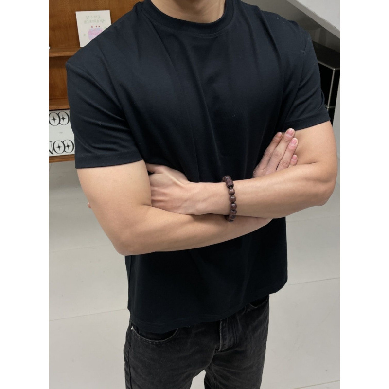 Summer thin solid color sports shirt men's fitness quick-drying…