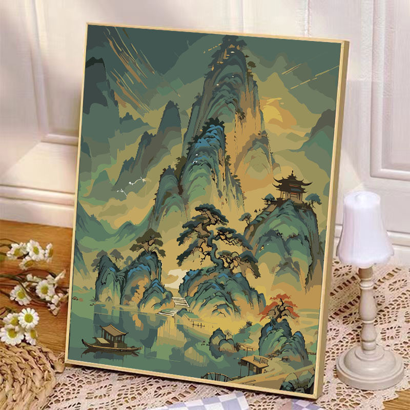 中国风数字油画diy小众自然风景填色油彩画卧室挂墙房间装饰画|undefined