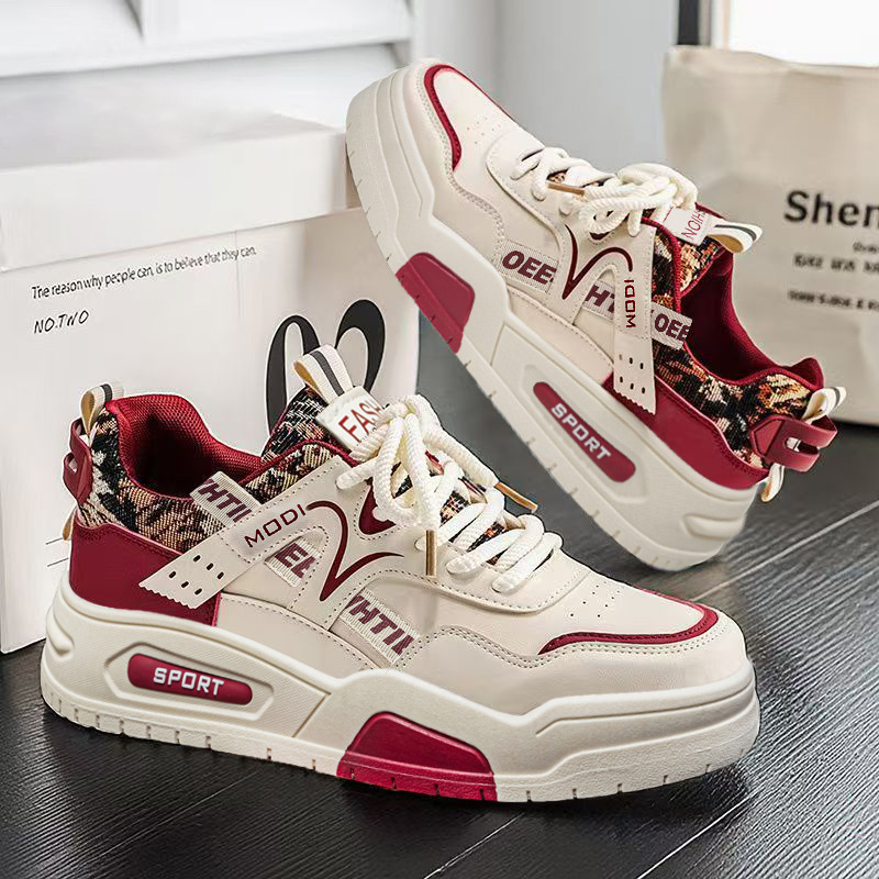 Men's Shoes 2026 New Spring Trendy Versatile Leather Casual Sneakers Student Height-Increasing Sports Trendy Shoes for Men