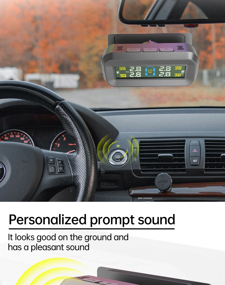 T14 tire pressure monitor sensor internal and external 360 rotating solar high precision universal tire detector