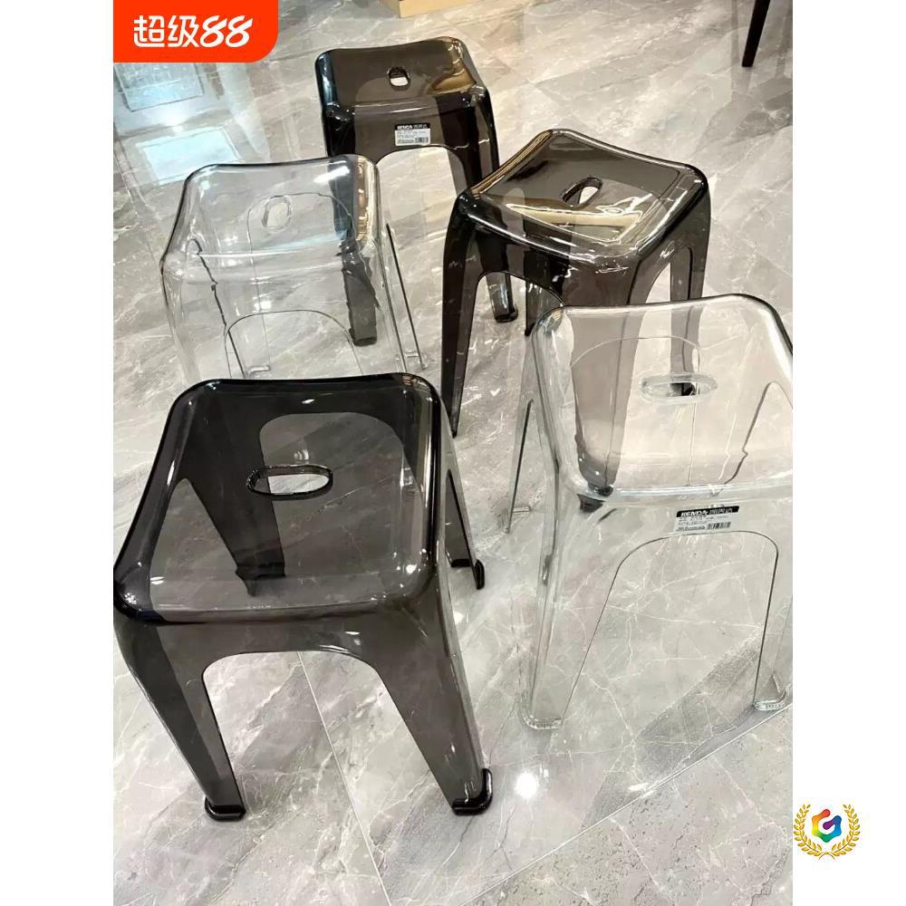 ✅ Plastic stool, transparent acrylic, stackable, for home use, thickened, suitable for living room and dining table, square stool, light luxury, high chair