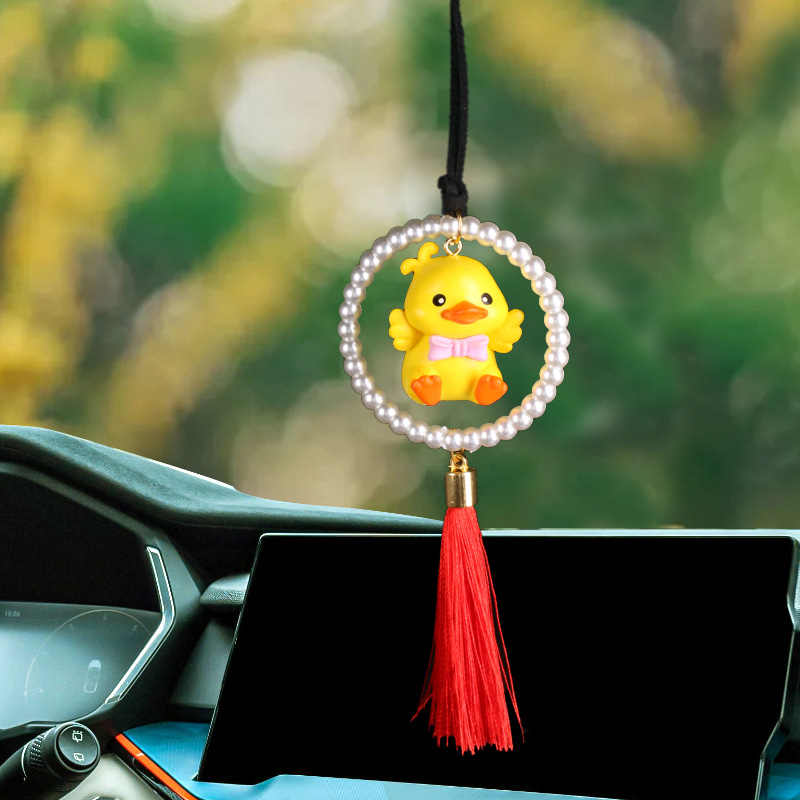 Colgante de coche colgante de coche anillo columpio pato suministros de coche espejo retrovisor decoración pequeño pato amarillo red pato rojo