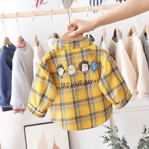 Children's clothing, boys 'shirt, 2025 new style, thin coat, baby long-sleeved shirt, children's plaid shirt, spring and autumn, Korean style