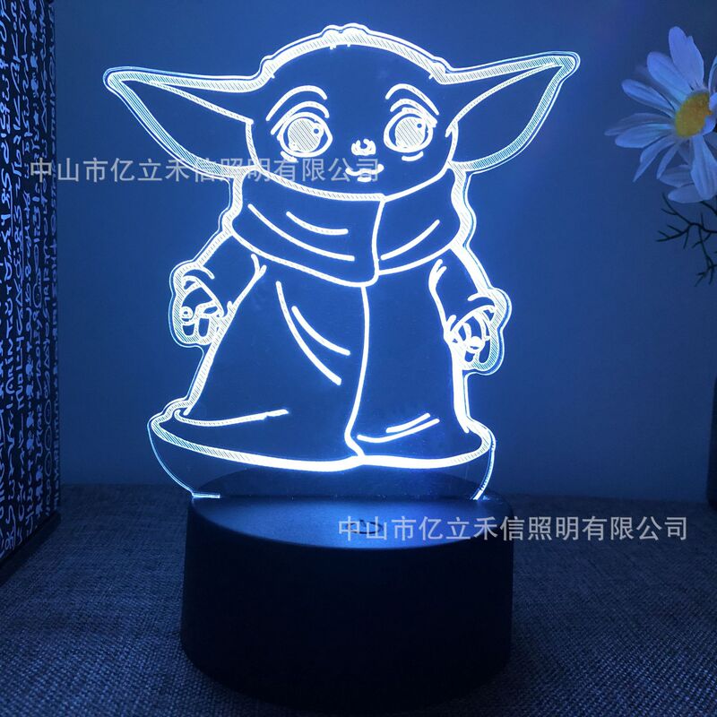 Cross-border explosions 3D Night Light Star Wars Yoda series USB crack 16 color creative gift lamp bedside lamp Cross-border explosions 3D Night Light Star Wars Yoda series USB crack 16 color creative gift lamp bedside lamp