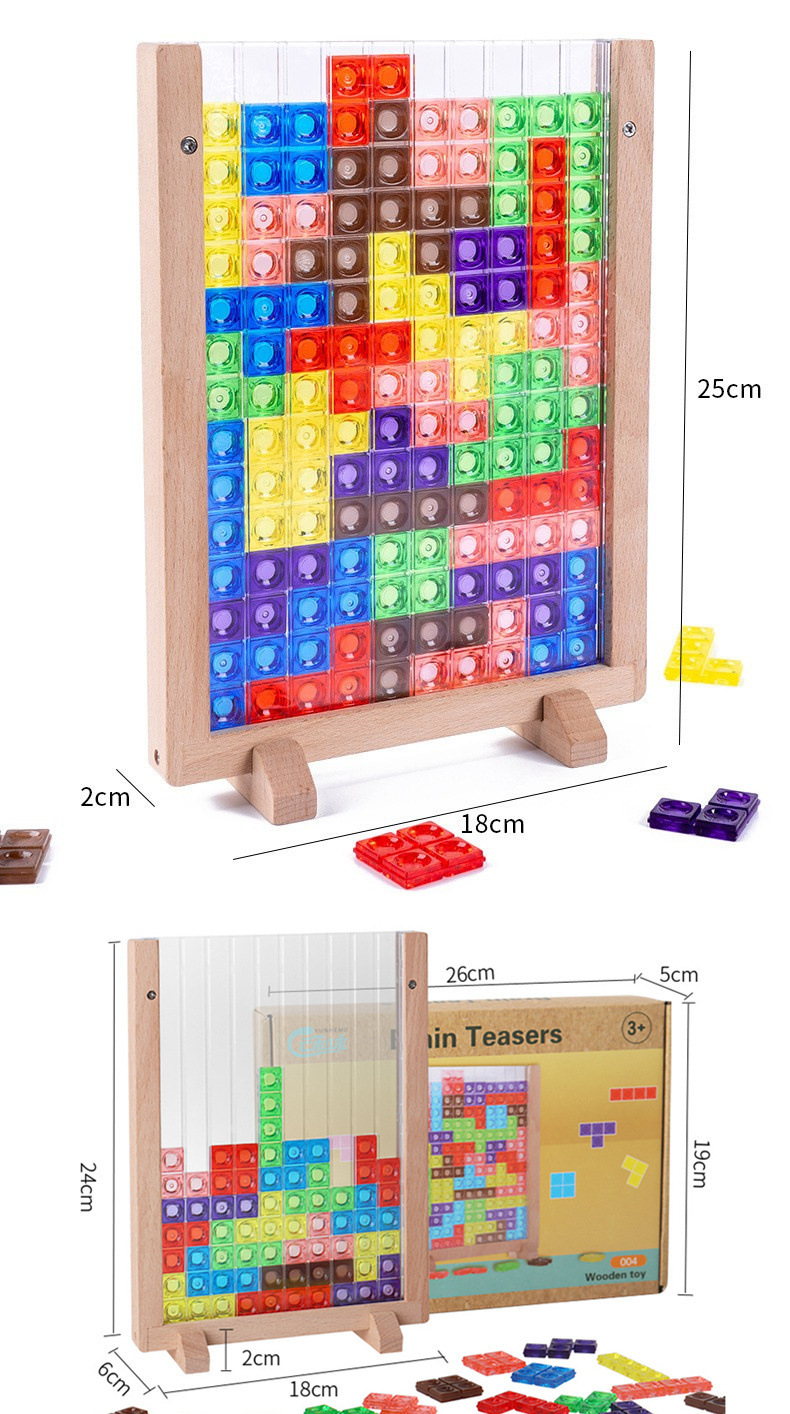 Bloques de construcción de tetris de madera juguetes educativos rompecabezas tridimensional regalo de cumpleaños para niños de 3 a 6 años