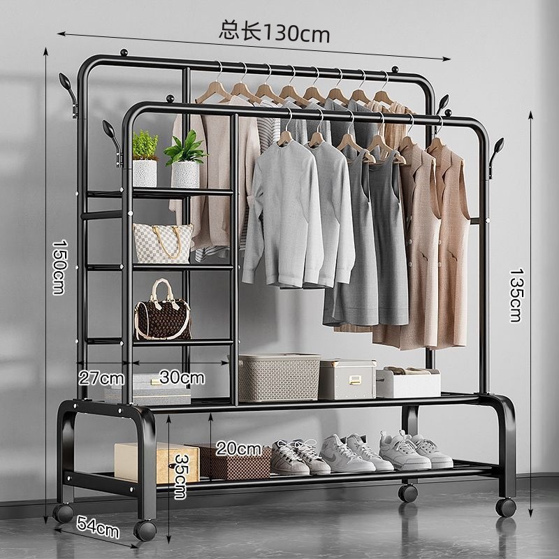 Percha de secado de ropa de piso dormitorio doméstico colgar ropa plegable de una sola varilla simple dormitorio interior móvil percha de sombrero