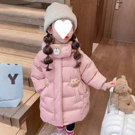 女童羽绒棉服儿童冬季新款宝宝加绒加厚棉袄中长款冬装外套棉衣潮