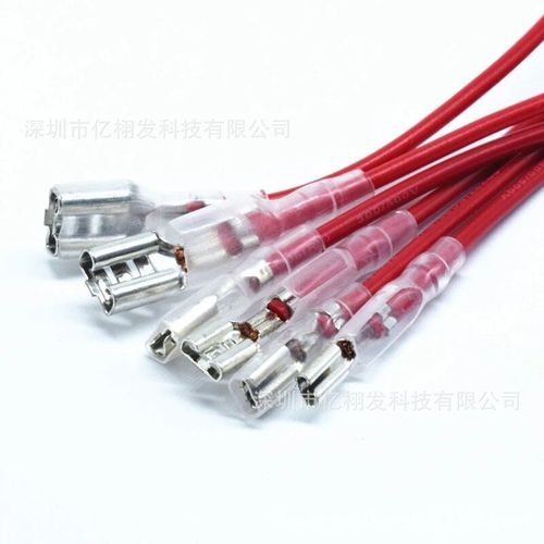 2.8/4.8/6.3mm spring loaded connector with wire and sleeve, push-pull type battery terminal crimp end single wire length 20cm
