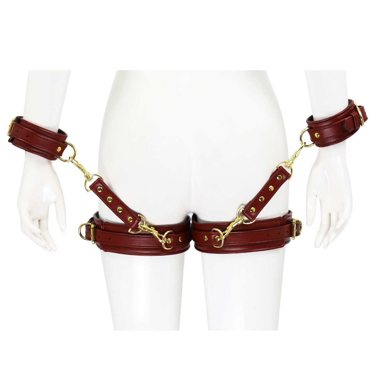 Directamente del fabricante, correas para piernas, anillos para piernas y esposas entrelazadas para utilería de escenario, correas para piernas unisex, estilo europeo y americano.
