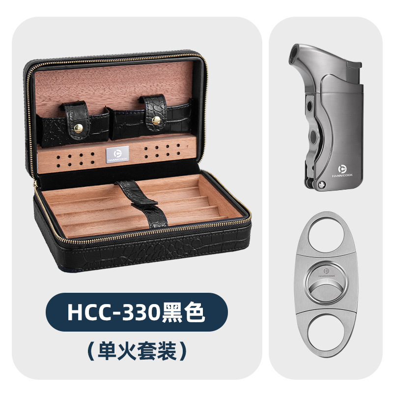 Hannikokシガー皮カバーシダーウッド内張り4本入り旅行服保湿シガー携帯ケース保湿バッグ|undefined