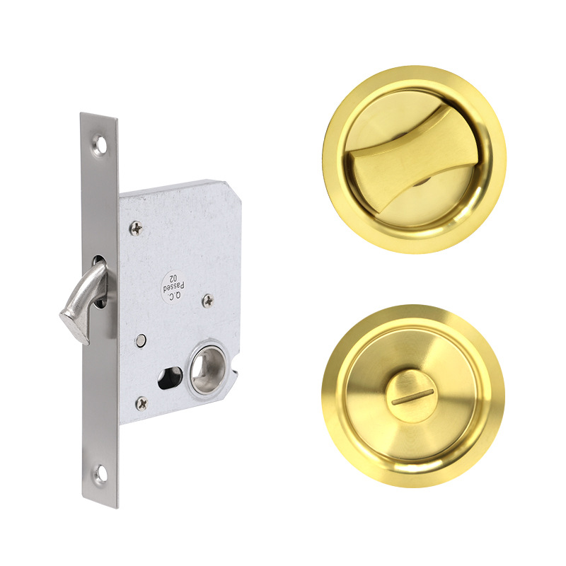 Cerradura de puerta de empuje de acero inoxidable personalizada cerradura de puerta invisible redonda perilla oculta cerradura de puerta corredera canal integrado cerradura de puerta oscura