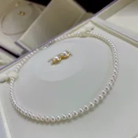 Женское почти круглое классическое модное жемчужное ожерелье 5-6, комплект серег из серебра s925 для подруги