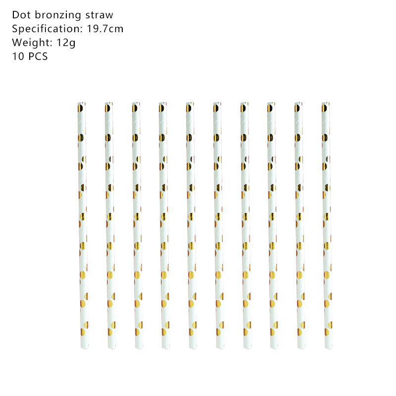 白色圆点烫金吸管SKU