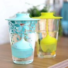 现货批发  创意单杯玻璃水杯有盖家用玻璃杯口杯喝水杯子