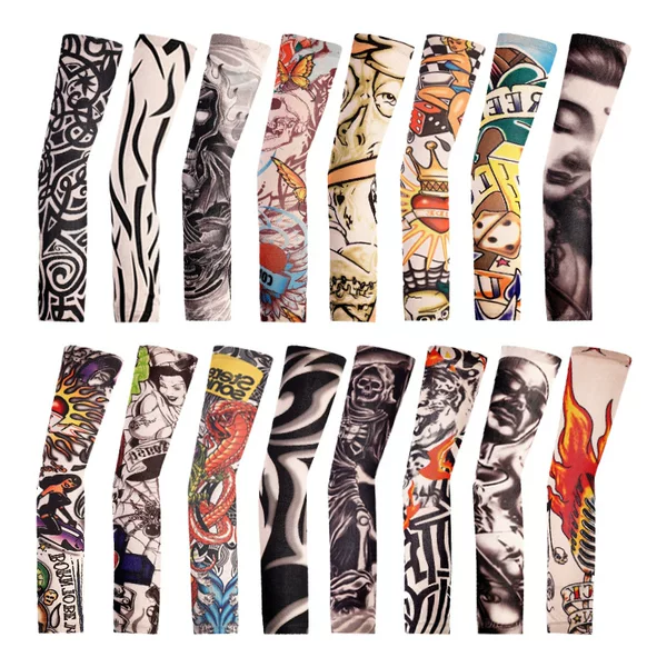 Tattoo Sleeve Men's Flower Arm Sunscreen Sleeve Tattoo Ice Hand Sleeve Summer Riding Arm Sleeve Women's Driving Arm Sleeve