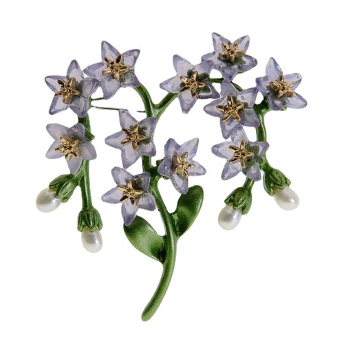 Forget-me-not plant leaf imitation pearl simple and beautiful fashionable creative accessory for women gift brooch badge