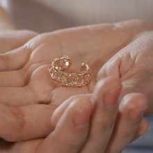 小众设计14K包金奥地利水晶戒指女开口戒指手工绕线高级感手饰品