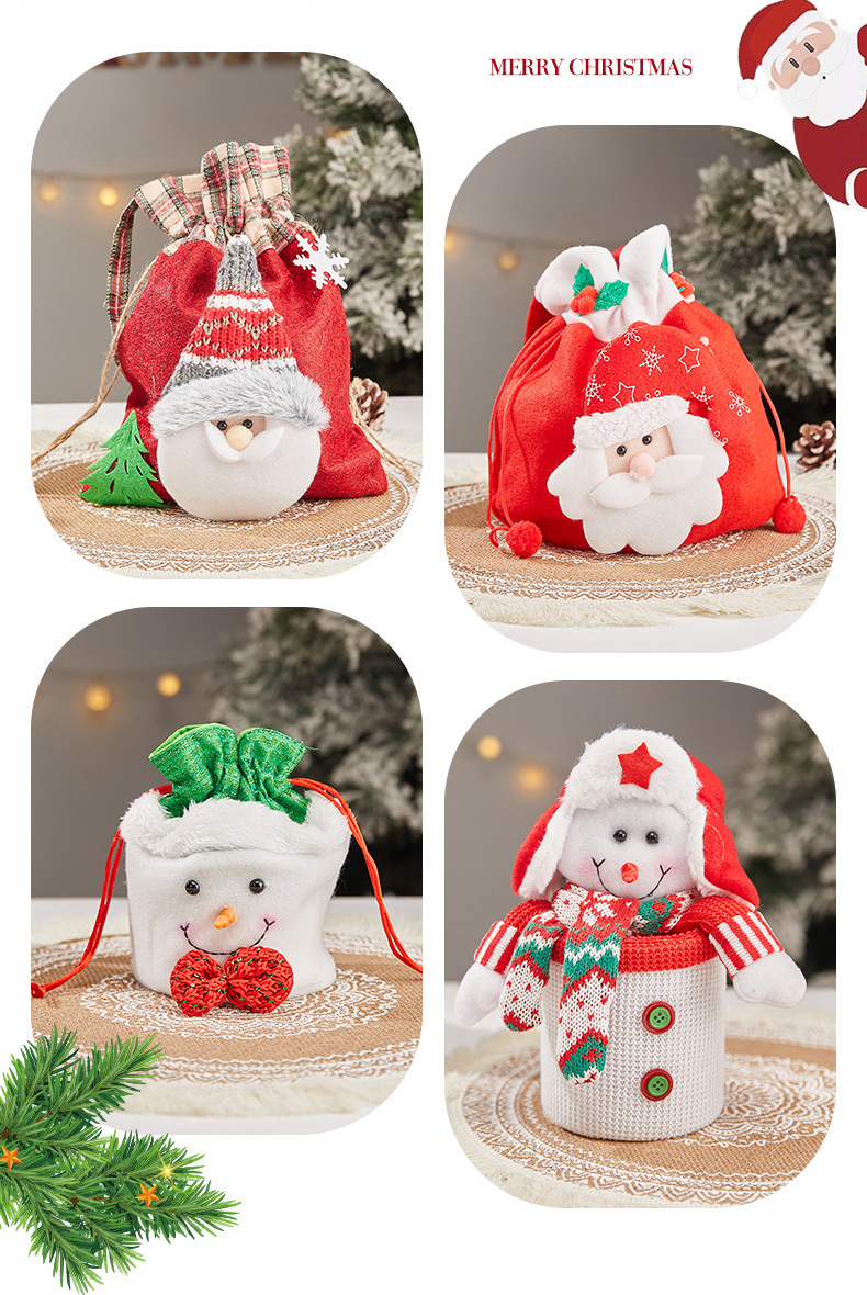 Christmas Cartoon Style Cute Santa Claus Snowman Cloth Party Festival Gift Bags display picture 1