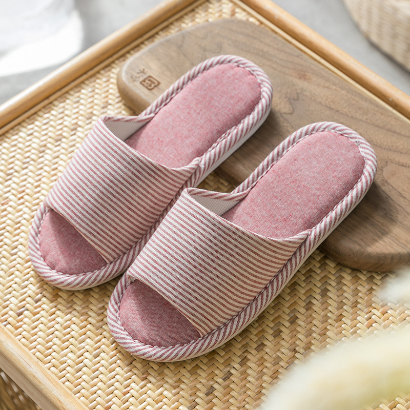 Zapatillas de lino de las mujeres de cuatro estaciones casa interior casa mudo pareja piso inferior suave antideslizante de lino de algodón sandalias de los hombres