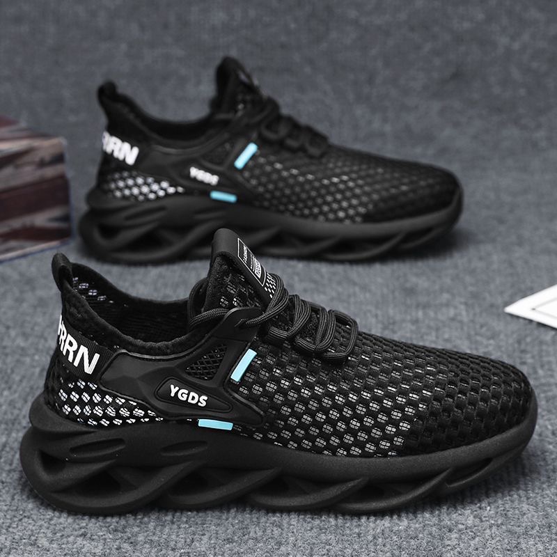 Zapatos de verano para hombres nuevos zapatos de malla hueca transpirables zapatos deportivos para hombres tendencia de suela gruesa de todo fósforo zapatos de tejido volador casuales hombres