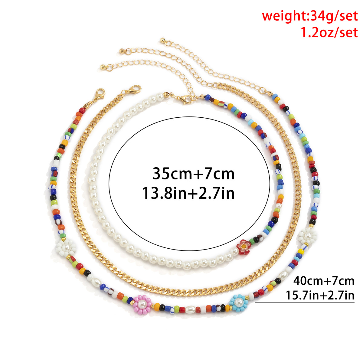 Casual Ethnic Style Flower Arylic Imitation Pearl Seed Bead Women's Necklace 1 Set display picture 10
