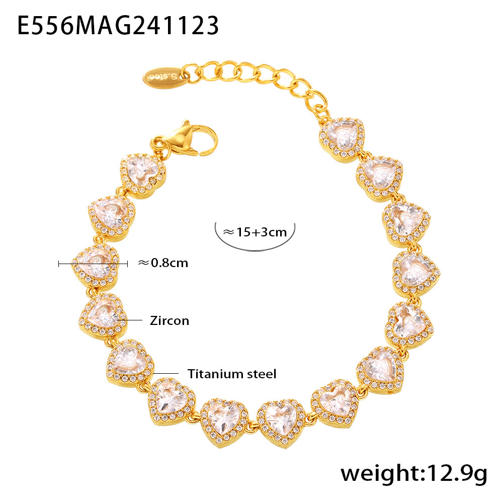 Omaka Love Sparkle circón Pulsera de costura Collar de lujo ligero Temperamento de lujo transfronterizo Color titanio Conjunto de joyería de acero Mujer