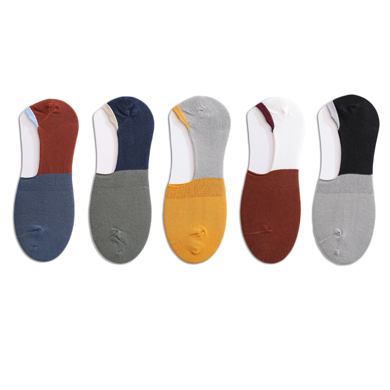 Calcetines de barco para hombres calcetines invisibles de algodón de verano a juego de colores finos calcetines invisibles de silicona antideslizantes calcetines de color sólido Retro