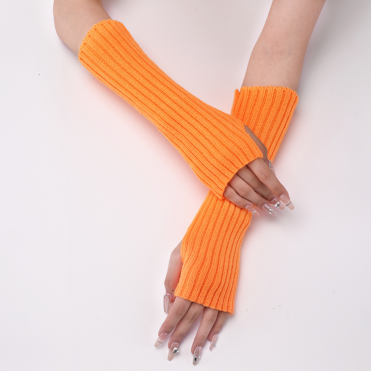 Knitted Fabric Fabric Women's Fashion Solid Color Knitted Fabric Gloves