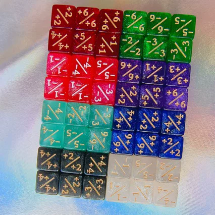12mm square-cornered addition-subtraction dice with positive and negative signs, number twelve addition-subtraction dice, cross-border MTG Magic: The Gathering board game