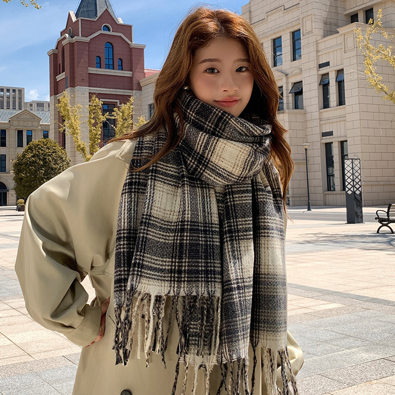 秋冬格子围巾女冬季高级感新款百搭保暖情侣围脖披肩韩系跨境爆款|undefined