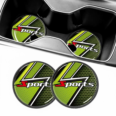 Cross-border best-selling carbon fiber car cup mat, personalized universal racing-style car modification cup mat, anti-slip mat (Anti-slip mat) - movement-electric-light-thunder-2pcsset-white-bagged