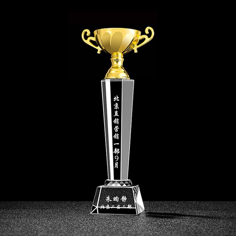 Trofeo de cristal personalizado con inscripción creativa Copa de premios de aniversario concurso de música regalo conmemorativo